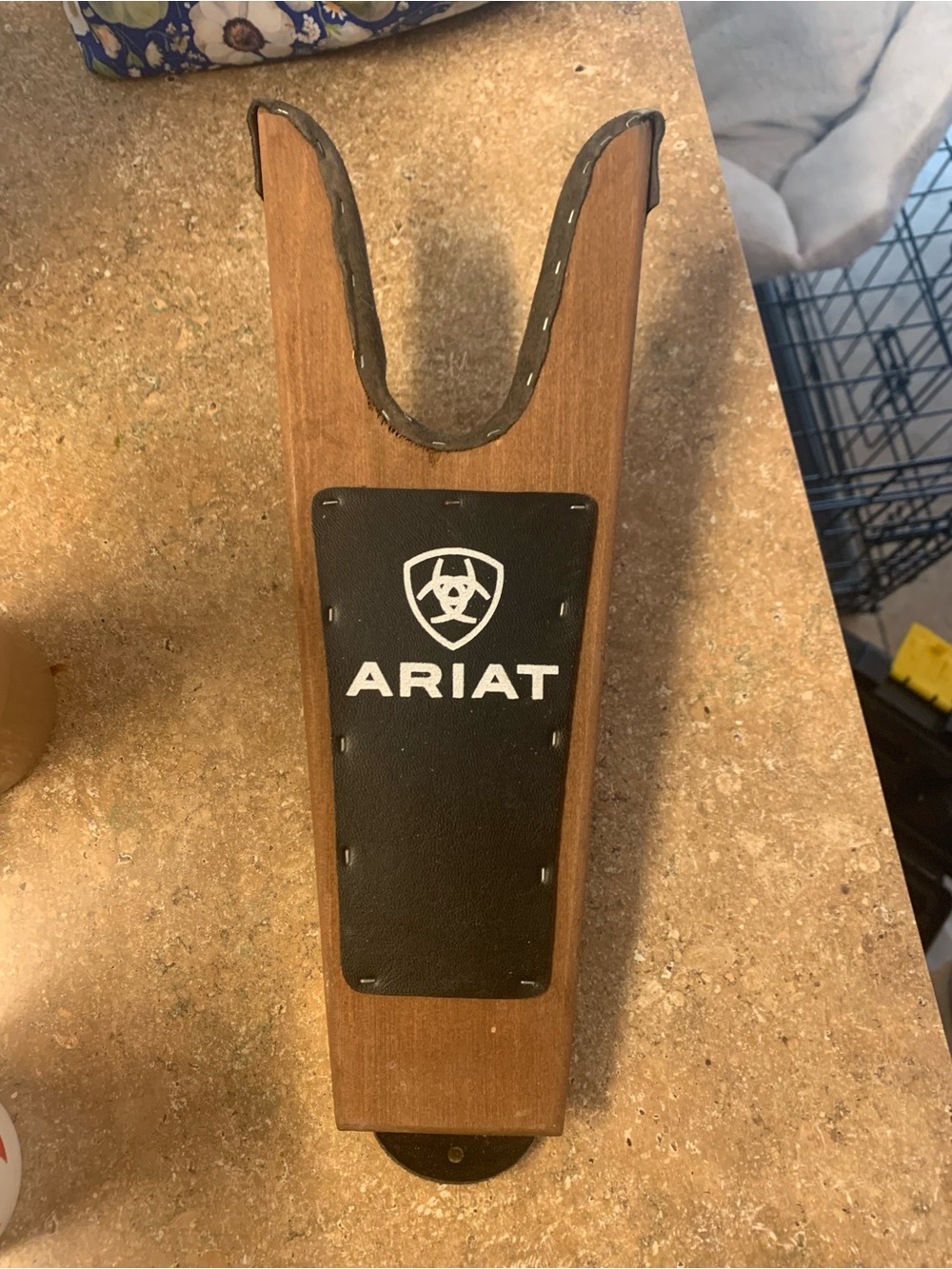 Ariat Brown Wood Boot Jack with Black Logo Pad